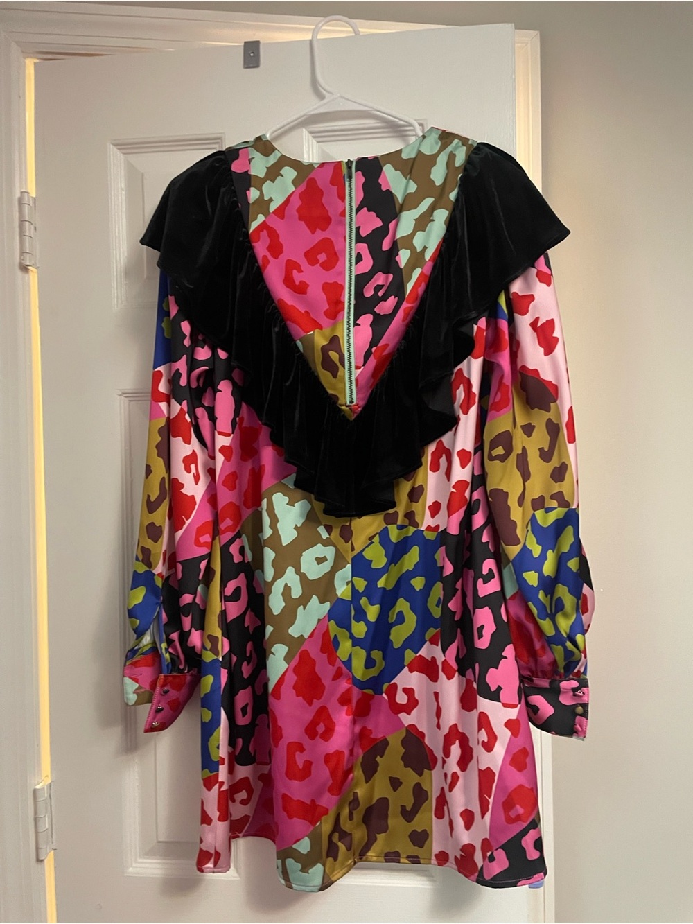Multicolor Leopard Print Ruffle-Trim Tunic Jacket - Picture 2 of 2